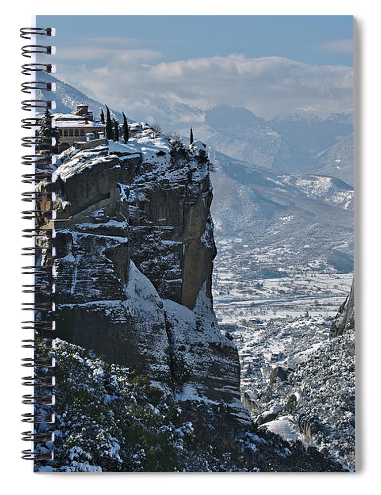 Meteora Spiral Notebook featuring the photograph Meteora in winter #2 by Sean Hannon