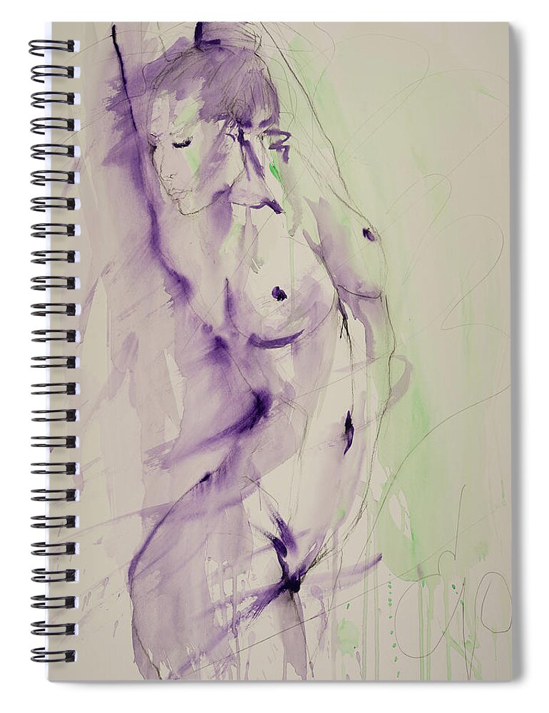 Female Spiral Notebook featuring the painting Nude 3 #2 by Elizabeth Parashis