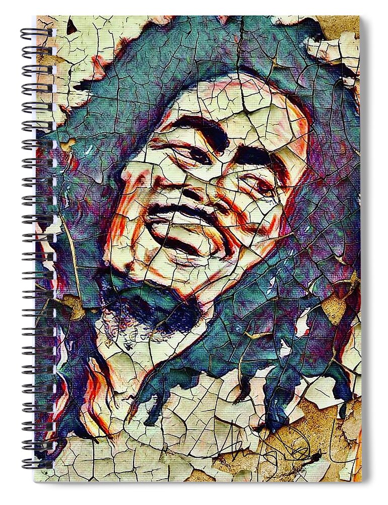  Spiral Notebook featuring the mixed media One Love by Angie ONeal