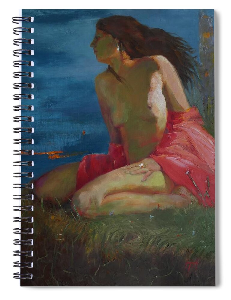 Nude Spiral Notebook featuring the painting Passion II #1 by Irena Jablonski