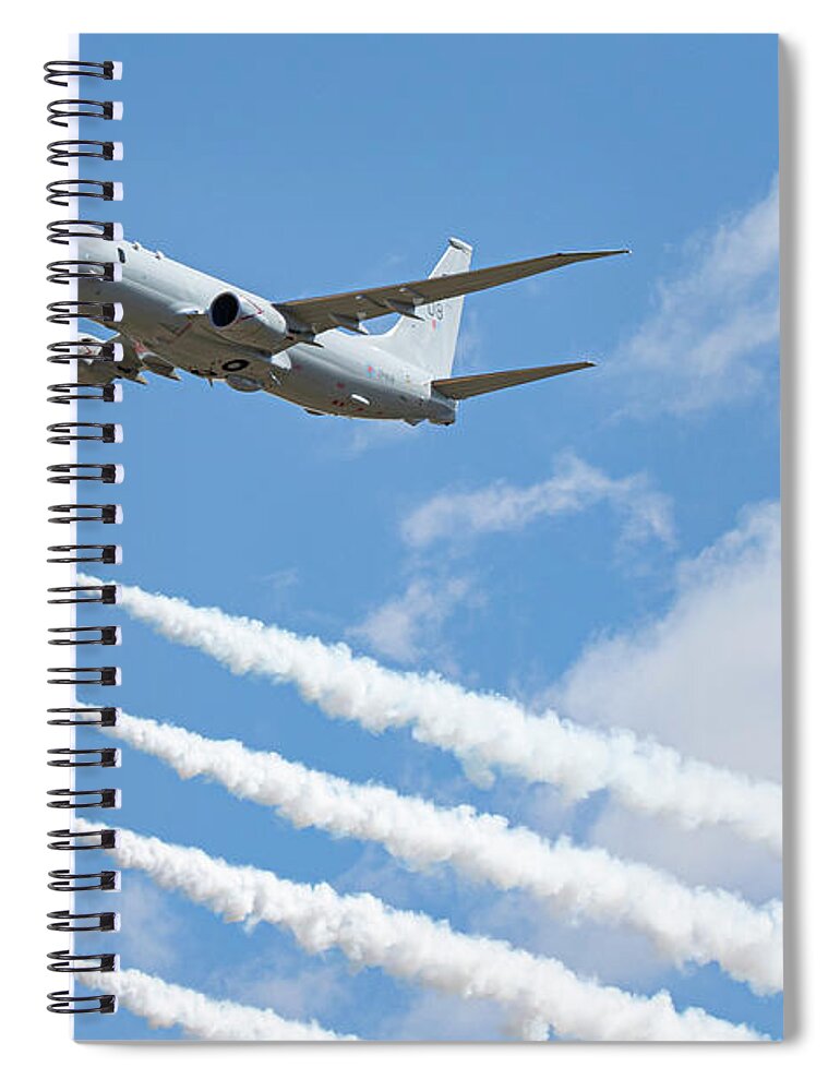 P 8 Poseidon Spiral Notebook featuring the photograph Red Arrows and P8 Poseidon #2 by Airpower Art