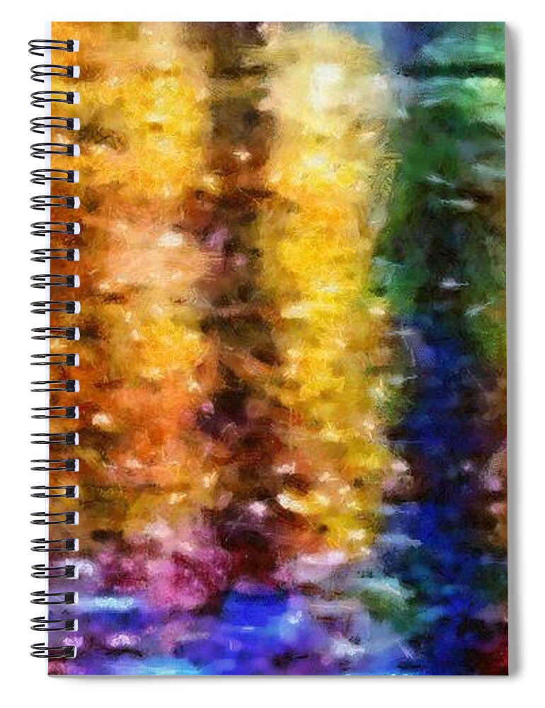 River Spiral Notebook featuring the mixed media River in Autumn by Christopher Reed