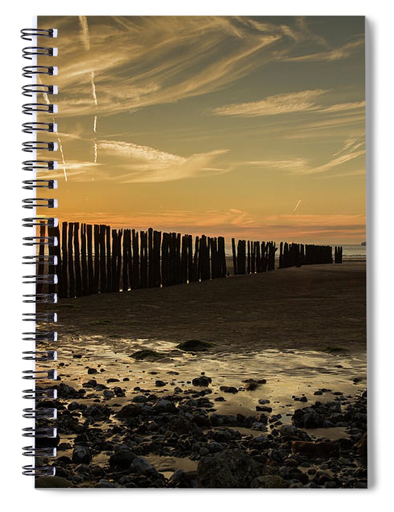 Sangatte Spiral Notebook featuring the photograph Sangatte beach at sunset #2 by Ian Middleton