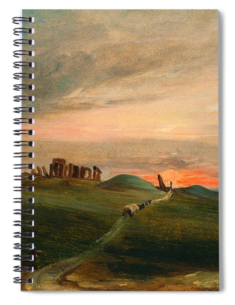 Stonehenge At Sunset Spiral Notebook featuring the painting Stonehenge at Sunset #2 by John Constable