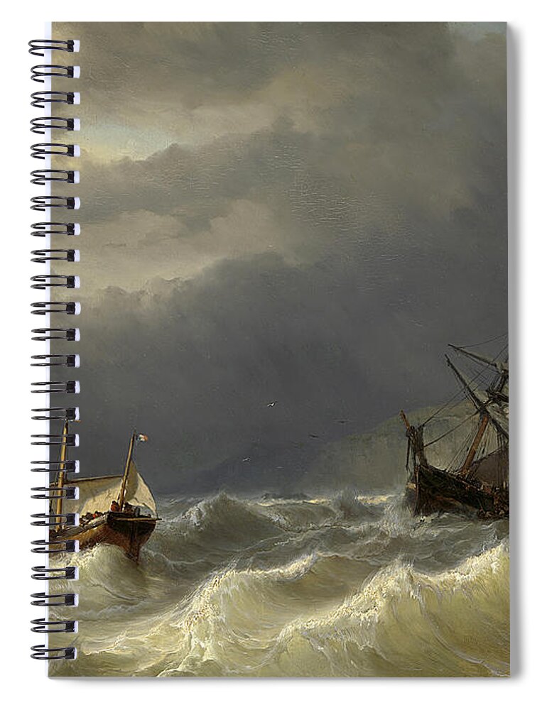 Louis Meijer Spiral Notebook featuring the painting Storm in the Strait of Dover #3 by Louis Meijer