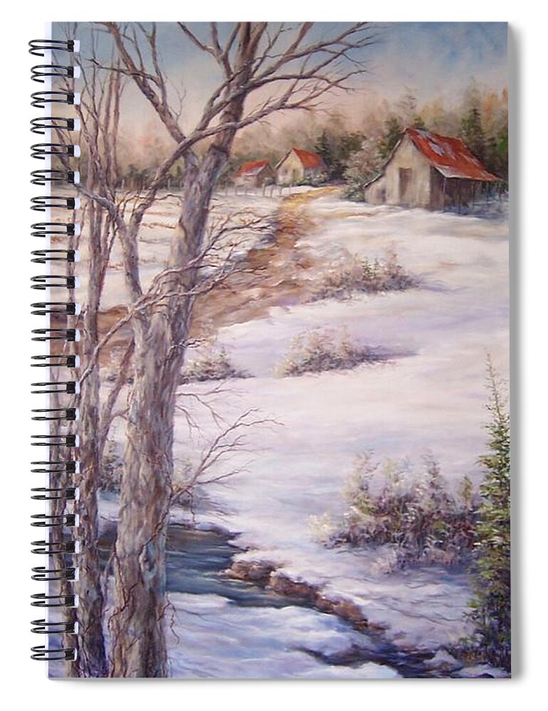 Winter Landscape Spiral Notebook featuring the painting Stubble Field #2 by Virginia Potter