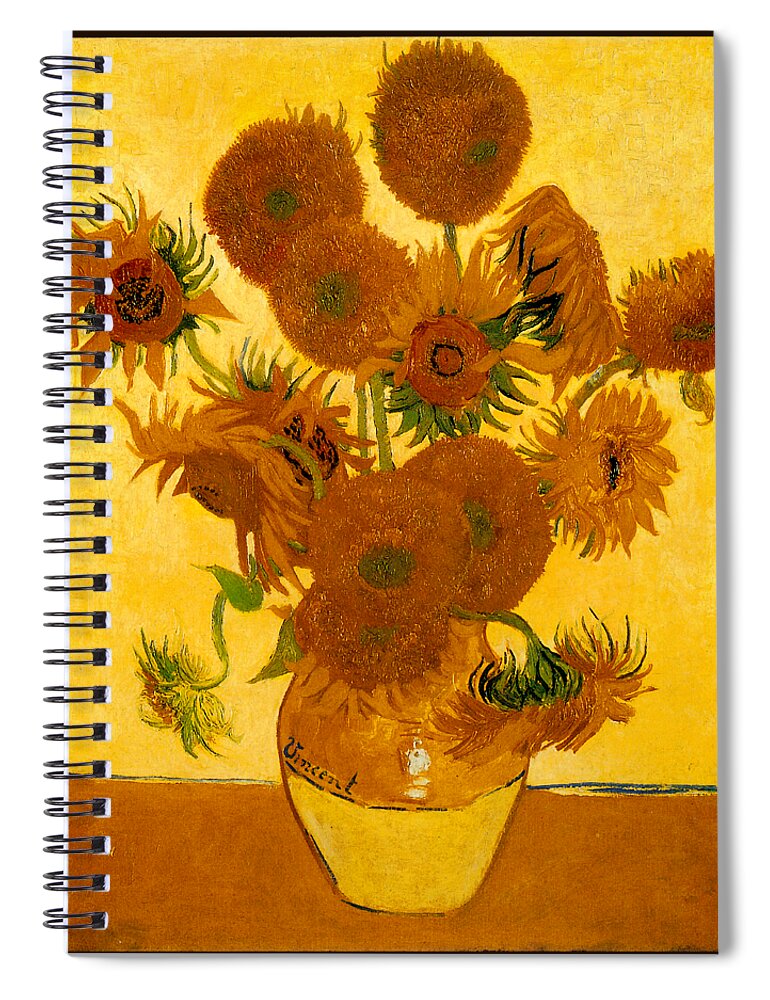 Van Gogh Spiral Notebook featuring the painting Sunflowers 1888 by Vincent van Gogh