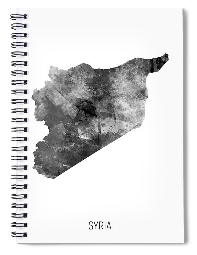 Syria Spiral Notebook featuring the digital art Syria Watercolor Map #2 by Michael Tompsett