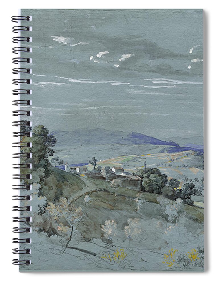 Johann Georg Von Dillis Spiral Notebook featuring the drawing The Hills of Umbria near Perugia by Johann Georg von Dillis