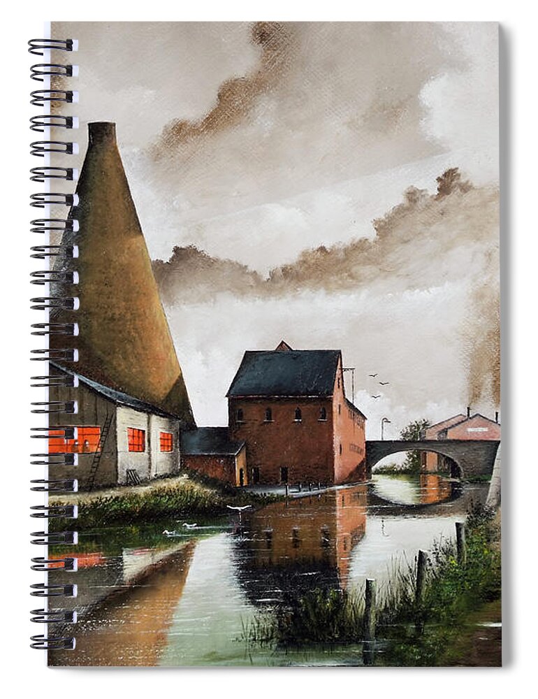 England Spiral Notebook featuring the painting The Red House Cone, Wordsley, Stourbridge - England #2 by Ken Wood