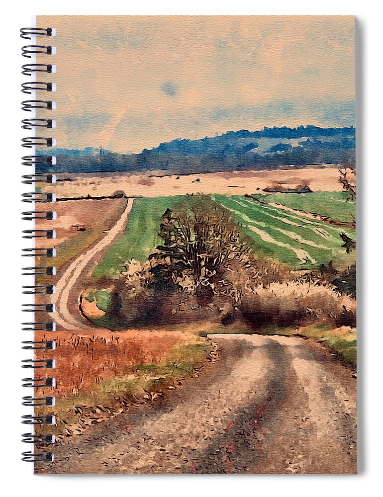 Rural Spiral Notebook featuring the mixed media The Way Home #2 by Bonnie Bruno