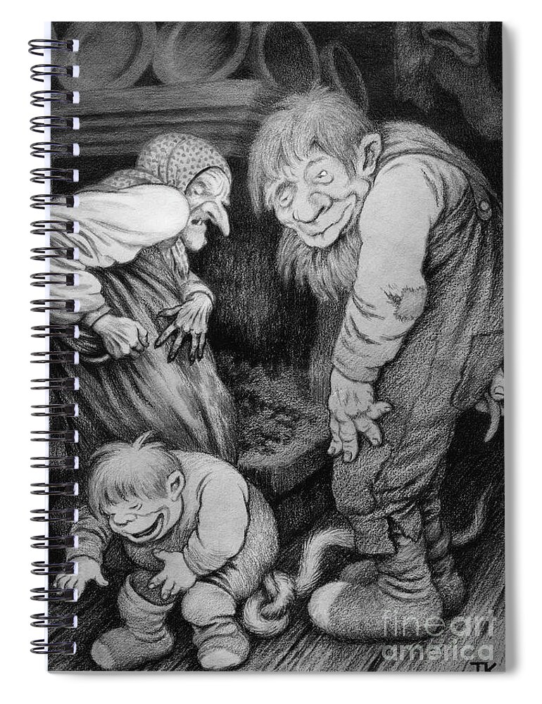 Theodor Kittelsen Spiral Notebook featuring the drawing Troll by O Vaering by Theodor Kittelsen