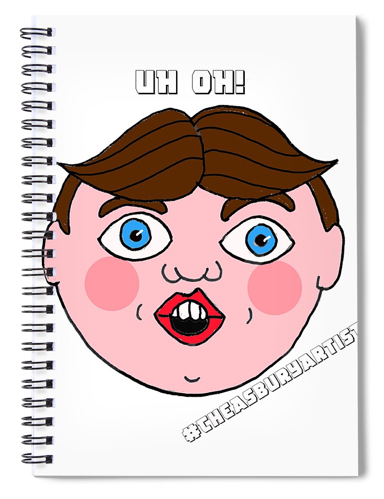 Asbury Park Spiral Notebook featuring the drawing Uh Oh by Patricia Arroyo