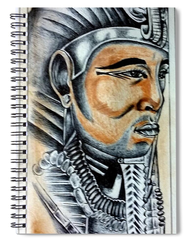 Black Art Spiral Notebook featuring the drawing Untitled #2 by Joedee