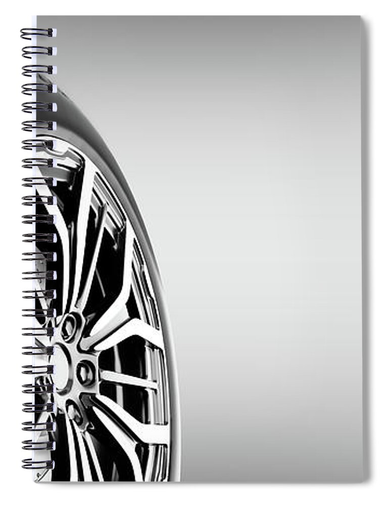 Wheel Spiral Notebook featuring the photograph Wheel with modern alu rim on white background #2 by Michal Bednarek
