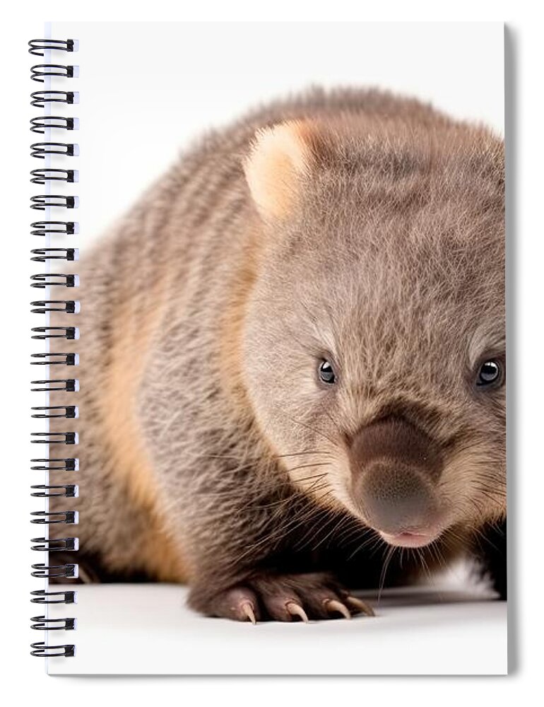 Wombat Spiral Notebook featuring the digital art Wombat Joey Isolated On White Background #2 by Benny Marty