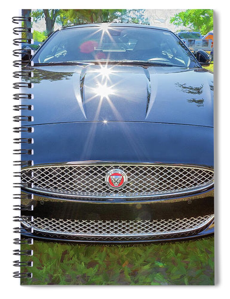 2014 Black Jaguar Xk Coupe Spiral Notebook featuring the photograph 2014 Black Jaguar XK Coupe X117 by Rich Franco