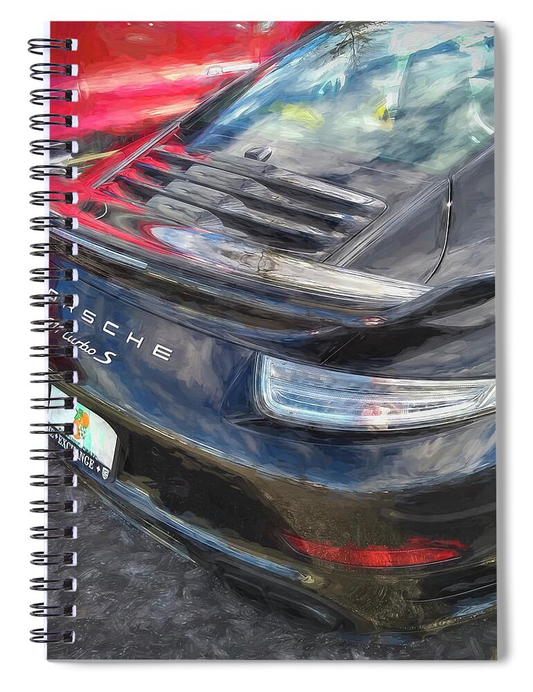 2014 Porsche 911 Turbo S Coupe Spiral Notebook featuring the photograph 2014 Black Porsche 911 Turbo S Coupe X104 #2014 by Rich Franco