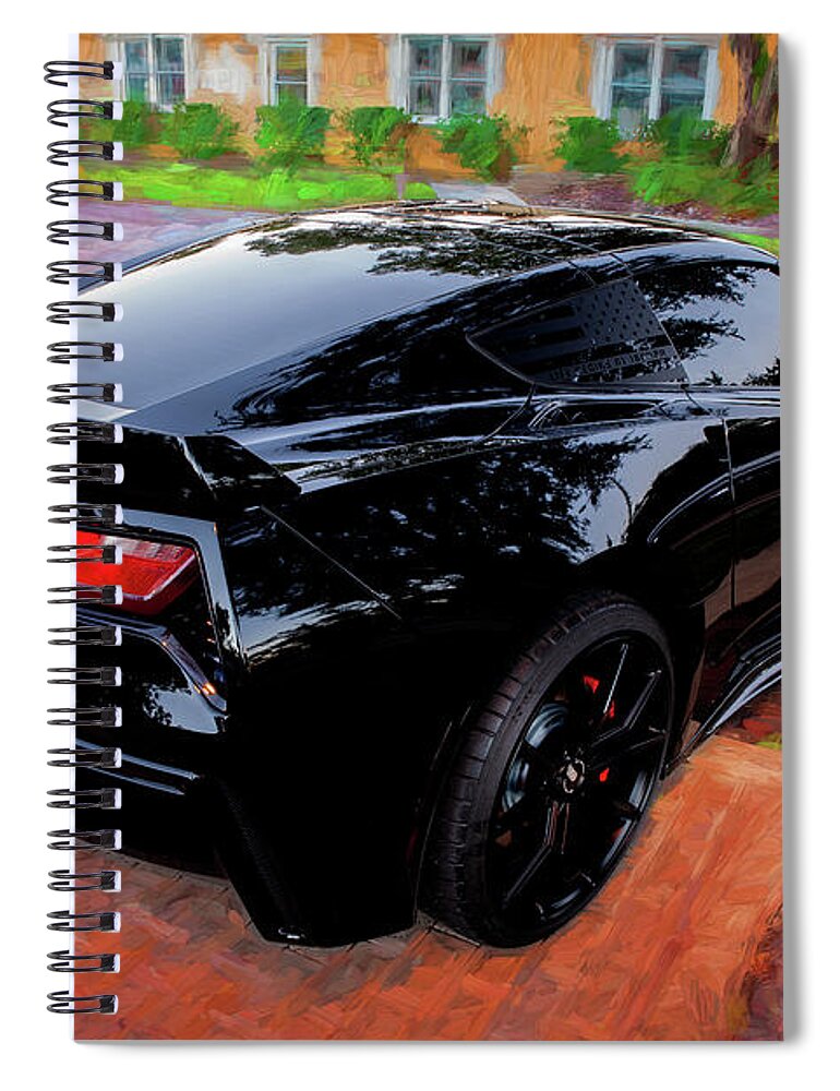 2014 Chevrolet Corvette C7 Spiral Notebook featuring the photograph 2014 Chevrolet Black Corvette C7 190 by Rich Franco