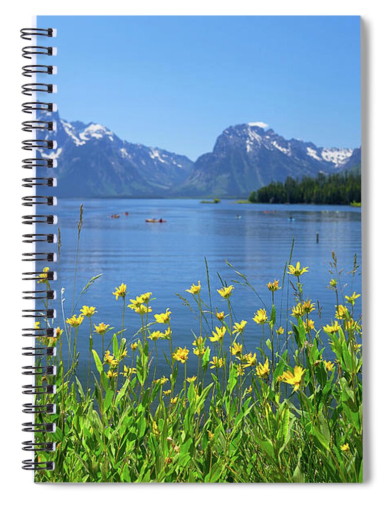 Tetons Spiral Notebook featuring the photograph 2020 Tetons- Yellow Flowers by Tara Krauss