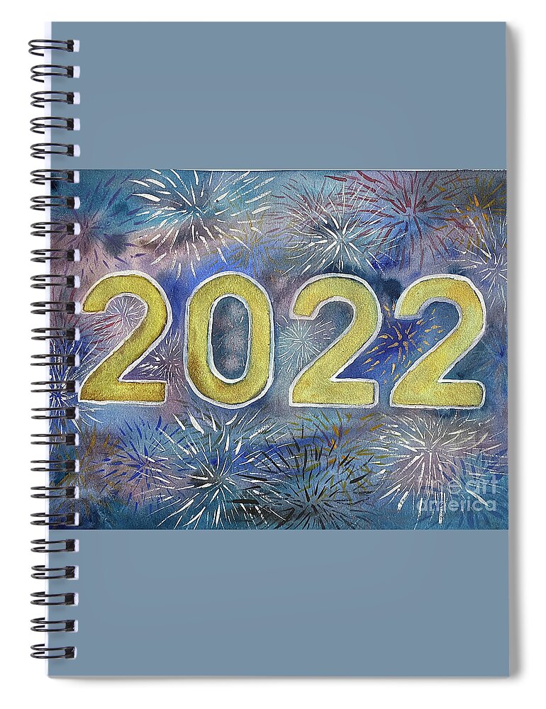 2022 Spiral Notebook featuring the painting 2022 Fireworks by Lisa Neuman
