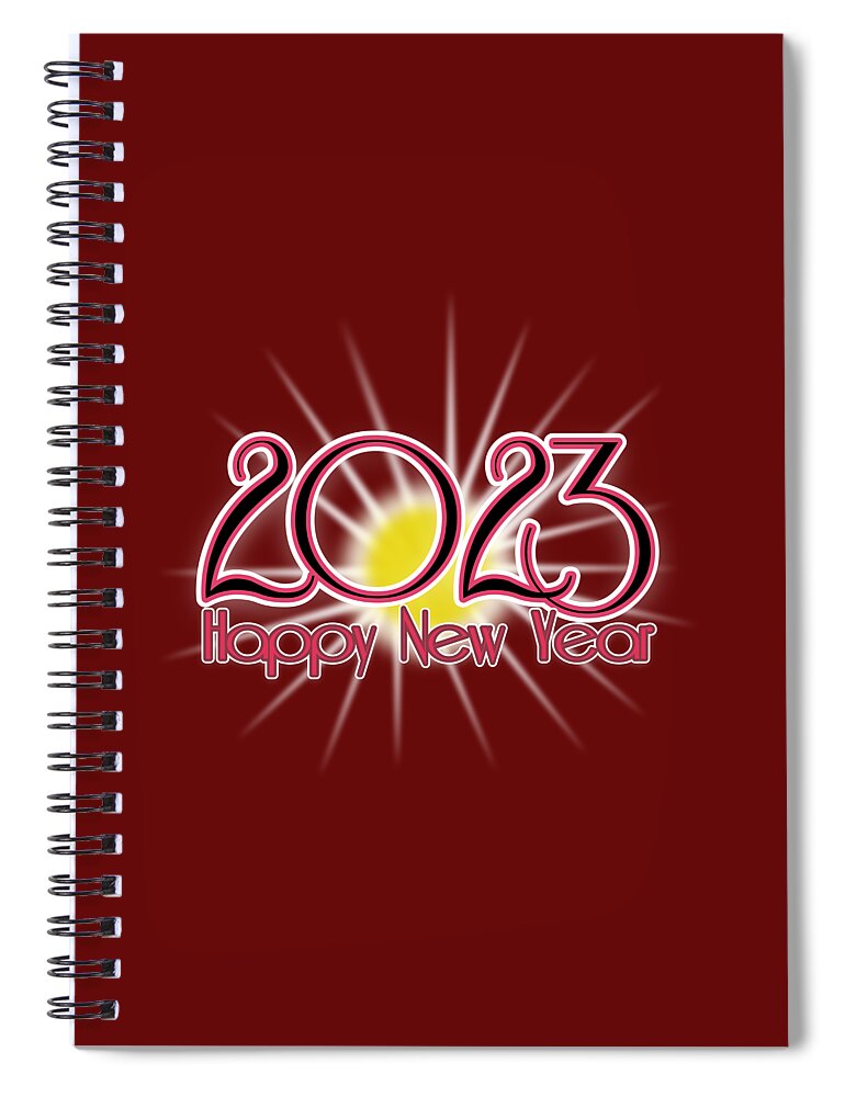 2023 Spiral Notebook featuring the digital art 2023 Happy New Year by Delynn Addams
