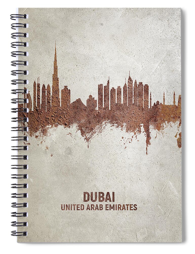 Dubai Spiral Notebook featuring the digital art Dubai Skyline #21 by Michael Tompsett