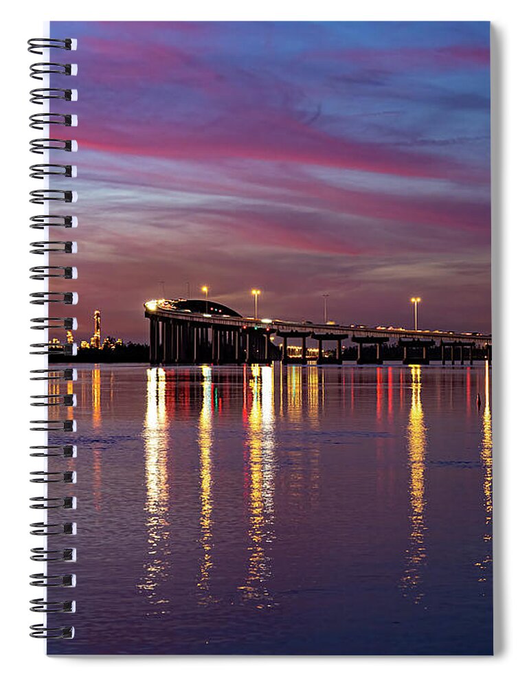 Bridge Spiral Notebook featuring the photograph 210 Sunset by Jerry Connally