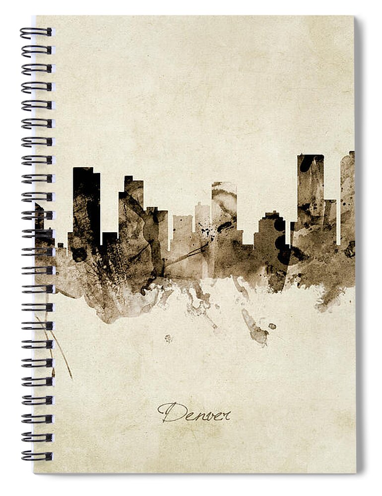 Denver Spiral Notebook featuring the digital art Denver Colorado Skyline #22 by Michael Tompsett