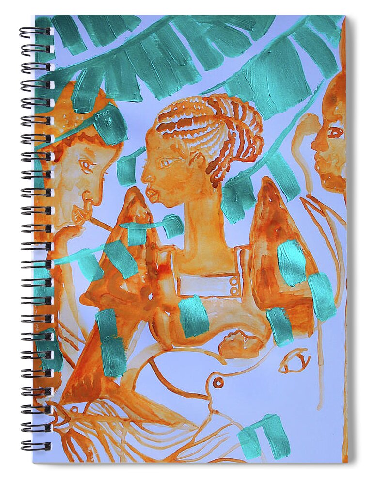 Jesus Spiral Notebook featuring the painting Kintu and Nambi New Beginnings #23 by Gloria Ssali