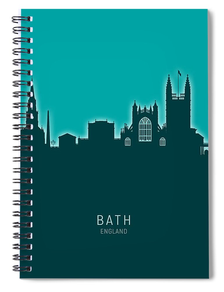 Bath Spiral Notebook featuring the digital art Bath England Skyline Cityscape #24 by Michael Tompsett