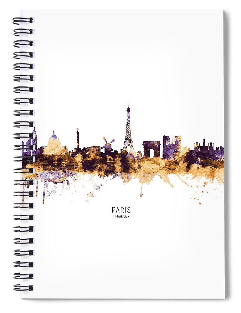 Paris Spiral Notebook featuring the digital art Paris France Skyline #26 by Michael Tompsett