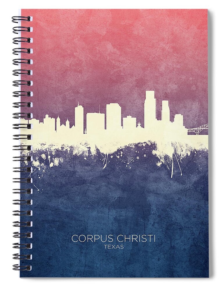 Corpus Christi Spiral Notebook featuring the digital art Corpus Christi Texas Skyline #27 by Michael Tompsett