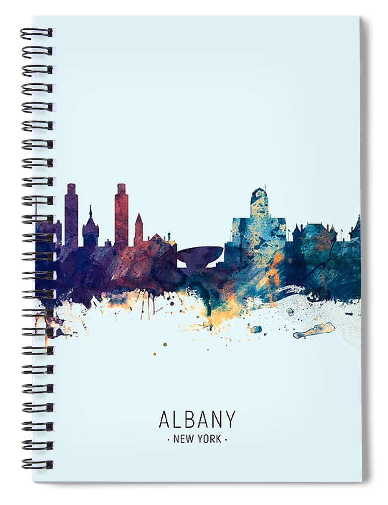 Albany Spiral Notebook featuring the digital art Albany New York Skyline #28 by Michael Tompsett