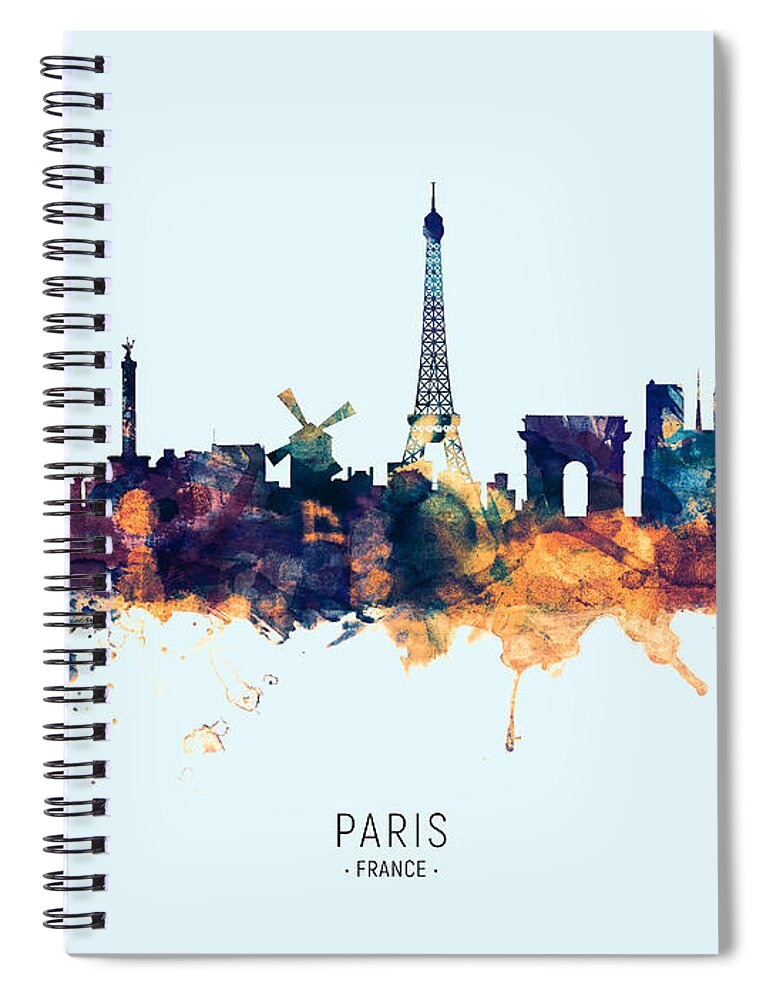 Paris Spiral Notebook featuring the digital art Paris France Skyline #29 by Michael Tompsett