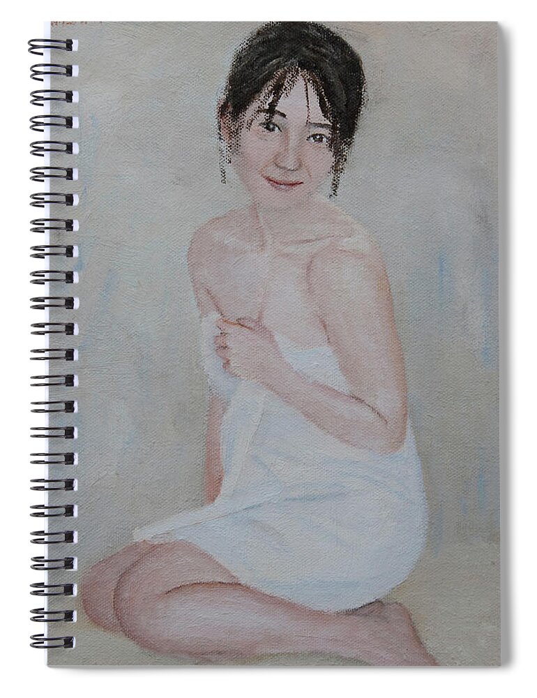 Nude Spiral Notebook featuring the painting After Bath #3 by Masami IIDA