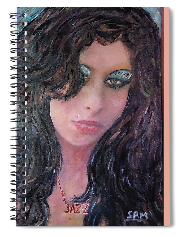 Amy Spiral Notebook featuring the painting Amy #5 by Sam Shaker