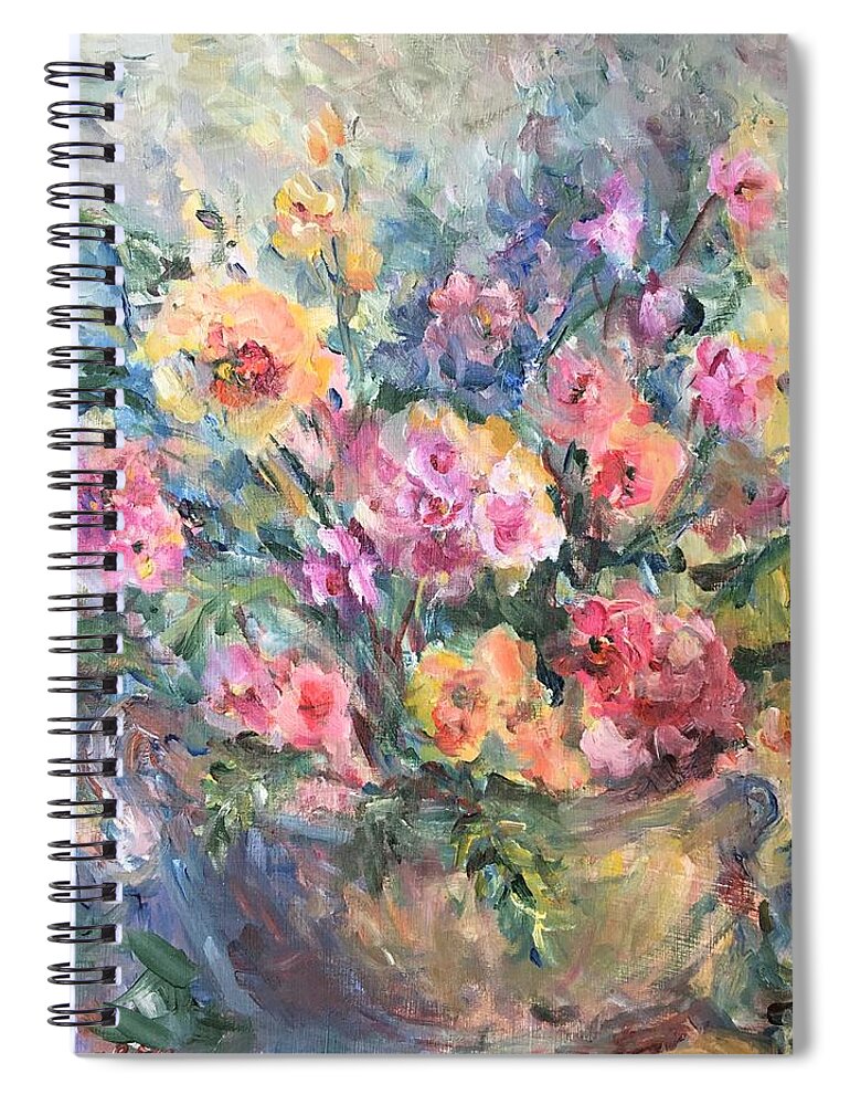 Floral Spiral Notebook featuring the painting Floral Painting #2 by Mary Wolf