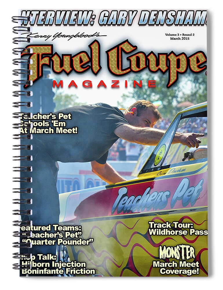 Funny Car Spiral Notebook featuring the pyrography Fuel Coupe Magazine #3 by Kenny Youngblood