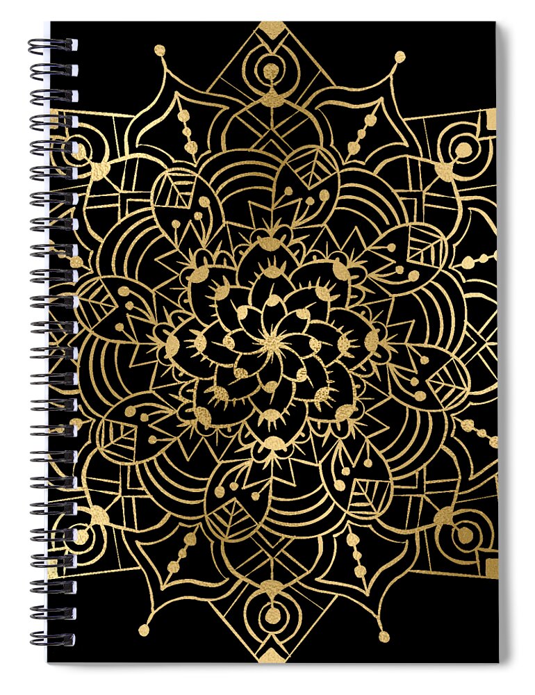 Mandala Spiral Notebook featuring the digital art Golden Mandala #3 by Sambel Pedes