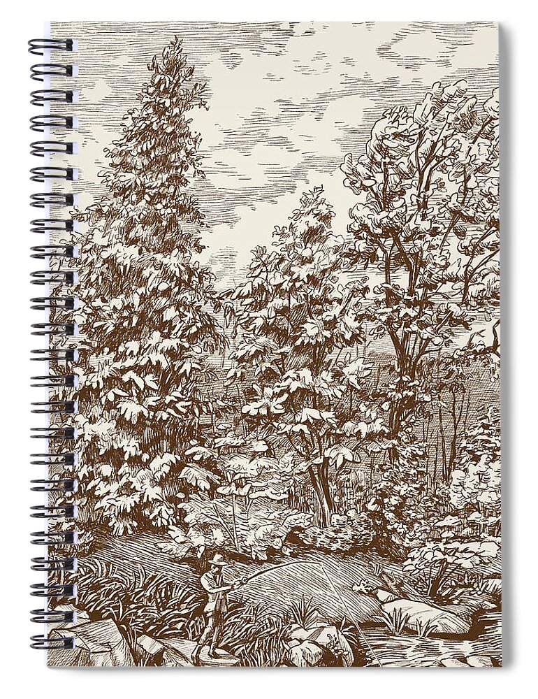 Fisherman Spiral Notebook featuring the digital art 3 Graces by Don Morgan