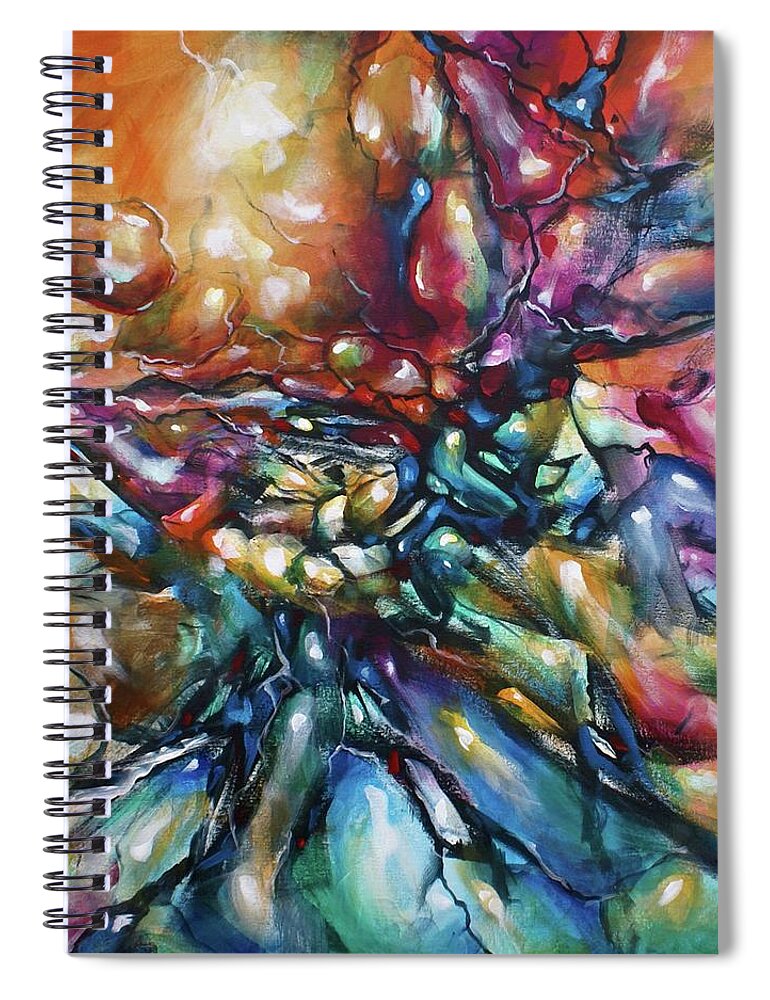 Abstract Spiral Notebook featuring the painting Gravity #3 by Michael Lang