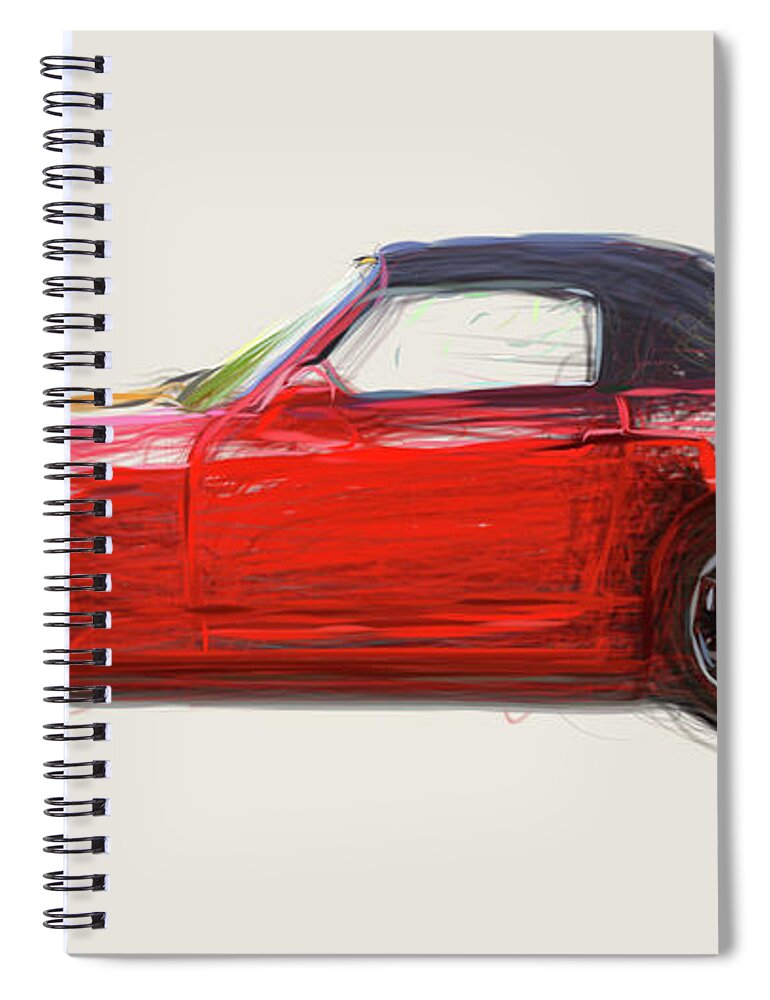 Honda Spiral Notebook featuring the digital art Honda S2000 Car Drawing #3 by CarsToon Concept