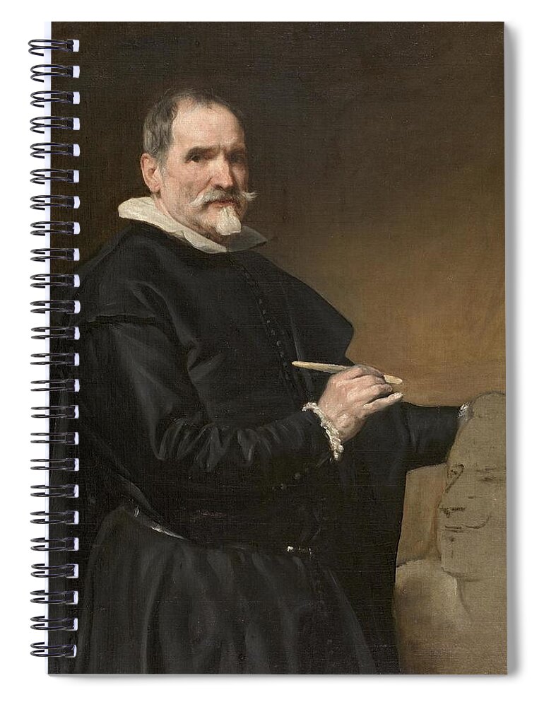  Spiral Notebook featuring the drawing Juan Martinez Montanes #3 by Diego Velazquez