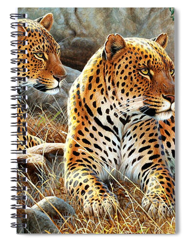 Cynthie Fisher African Spiral Notebook featuring the painting Leopard #3 by Cynthie Fisher