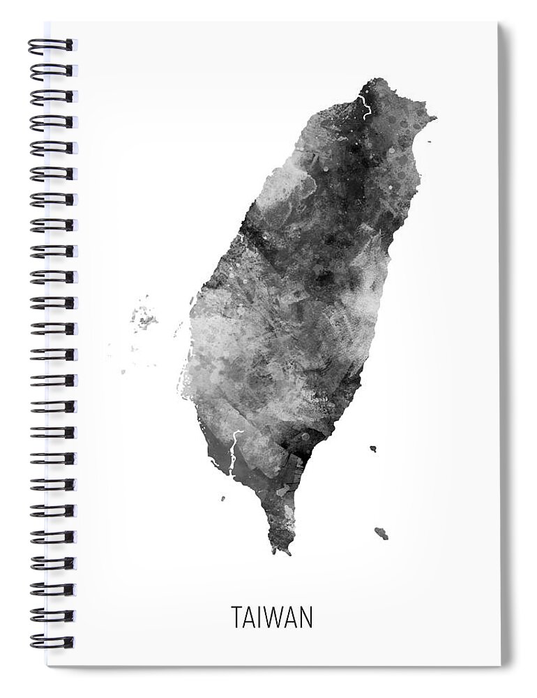 Taiwan Spiral Notebook featuring the digital art Taiwan Watercolor Map #3 by Michael Tompsett