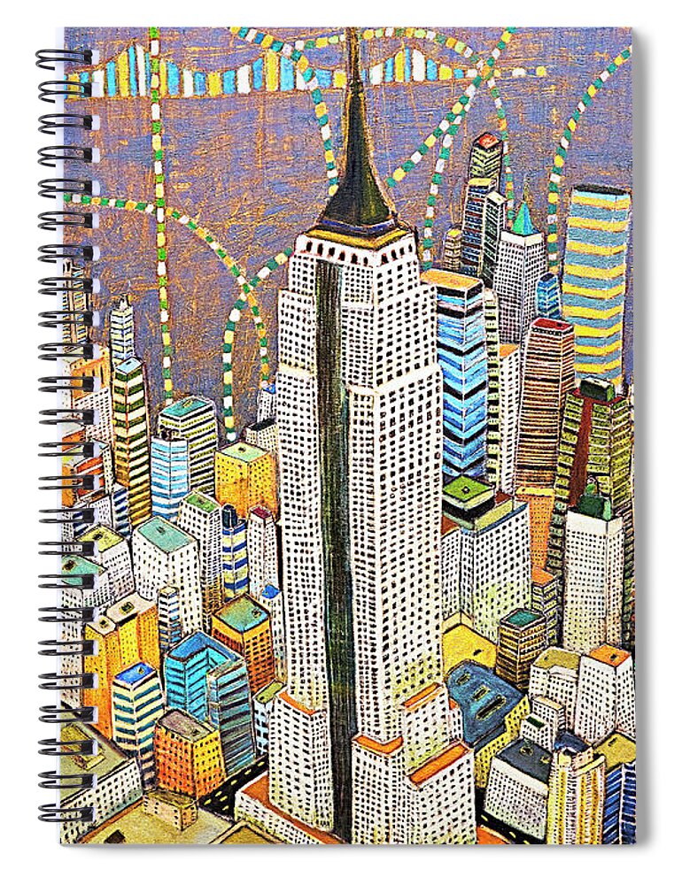 Empire State Building Spiral Notebook featuring the painting The Empire of Manhattan #3 by Habib Ayat