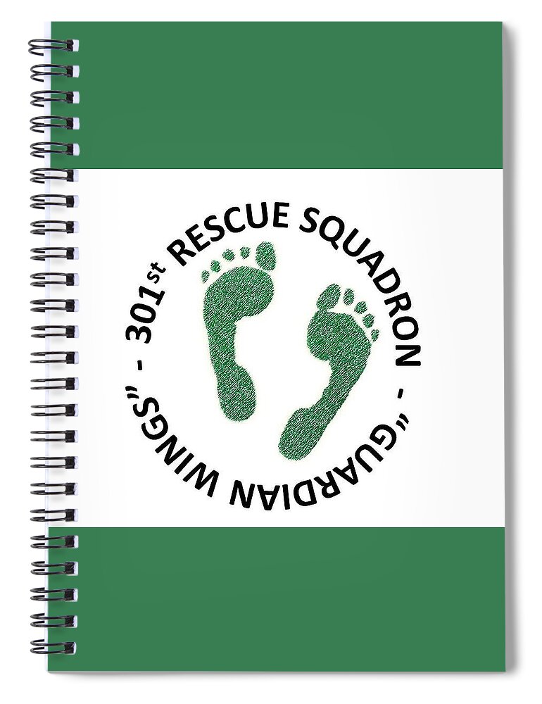301 Spiral Notebook featuring the drawing 301st Rescue Squadron by Julio R Lopez Jr