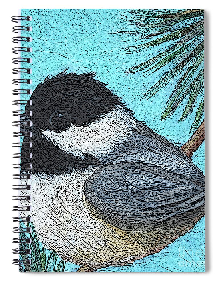 Bird Spiral Notebook featuring the painting 33 Chickadee by Victoria Page