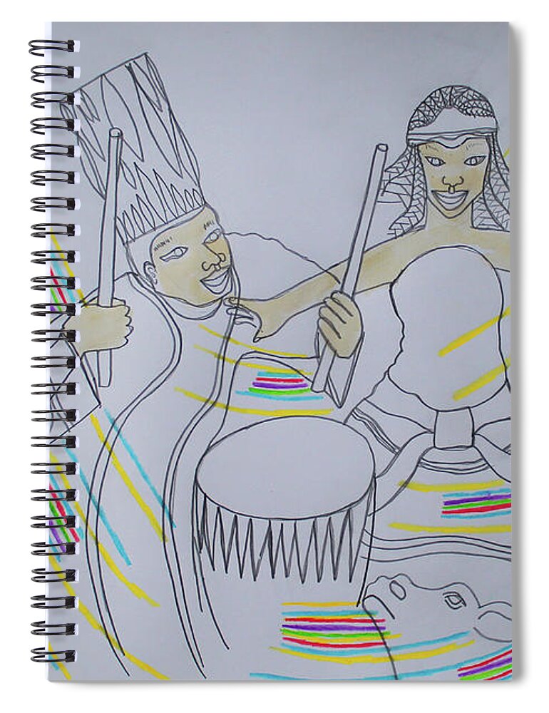 Jesus Spiral Notebook featuring the painting Kintu and Nambi #384 by Gloria Ssali